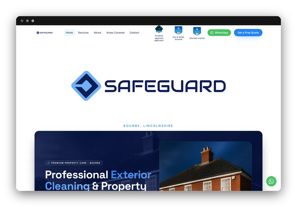 Safeguard Exterior Cleaning website homepage